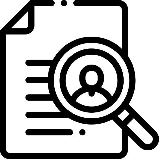 Magnifying glass searching topics worker icon