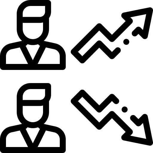 Promotion growth businessman decrease icon