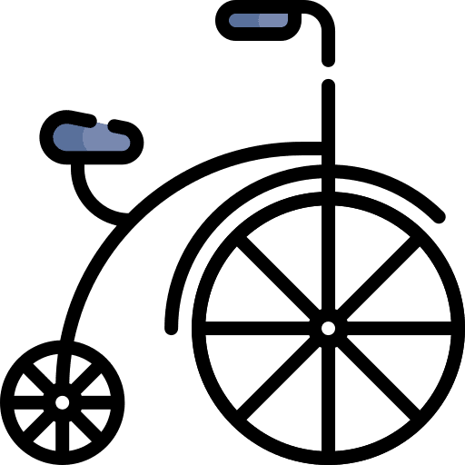 Tricycle clown transportation fun icon