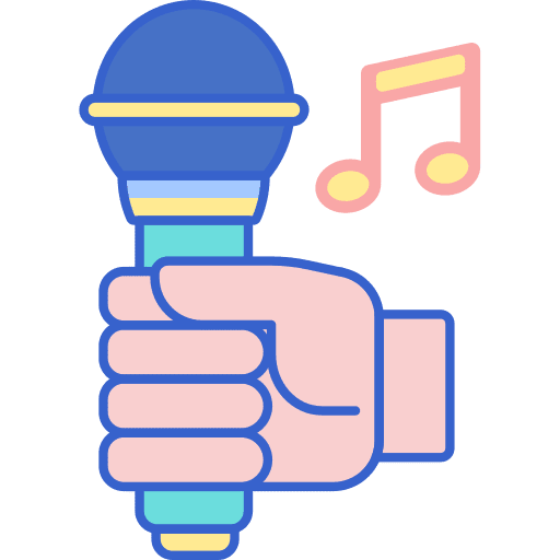 Singer hands and gestures sing music and multimedia icon