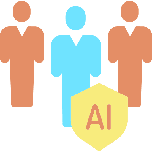Ai workers shield artificial intelligence icon