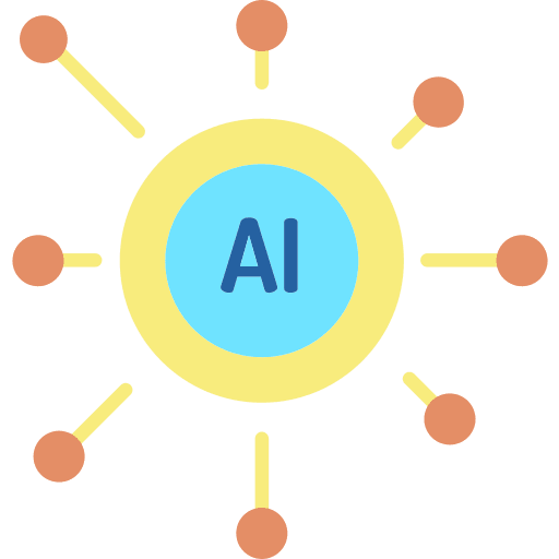 Artificial intelligence sharing robotics connection icon