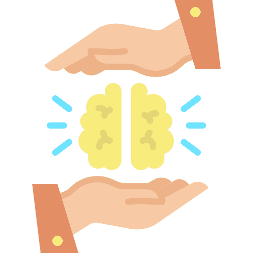 Brain brain hands and gestures intellectual icon