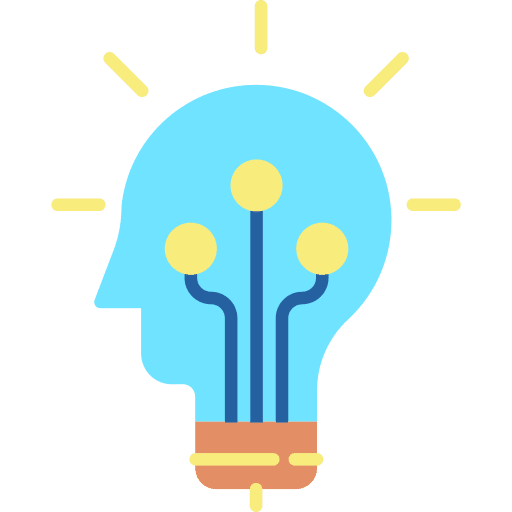 Mind robot futuristic light bulb icon