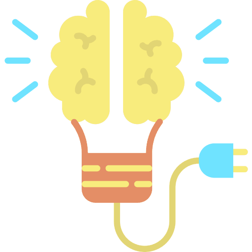 Brain lightbulb creative electronic icon
