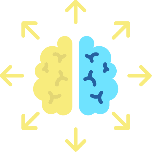 Human brain healthcare and medical arrow brain icon
