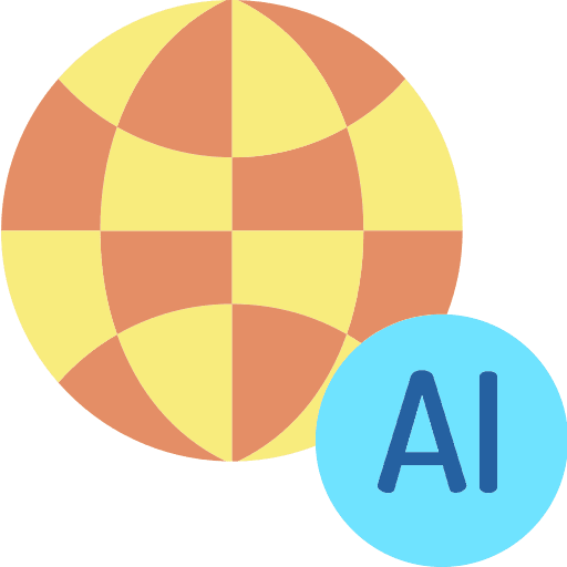 Artificial intelligence internet technology earth grid icon
