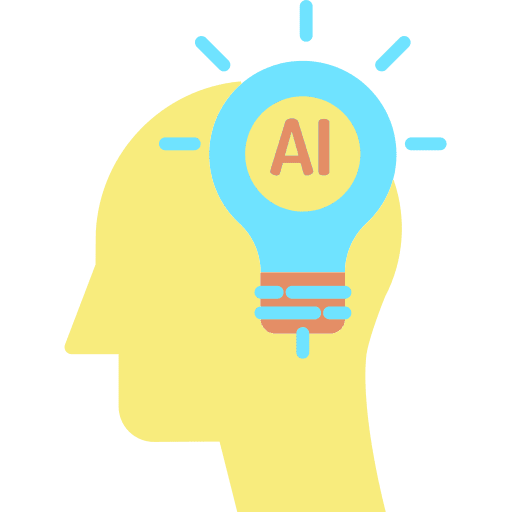 Head futuristic artificial intelligence education icon