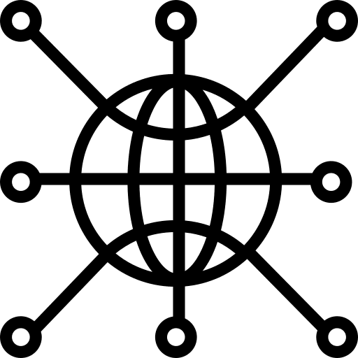 Worldwide international globe grid information icon