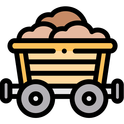 Mine cart working mine cart construction and tools icon