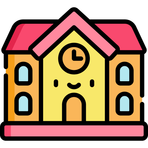 School architecture and city kindergarten education icon