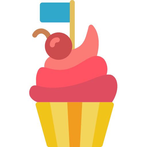 Cupcake baked food and restaurant muffin icon