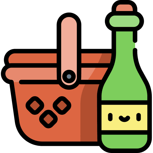 Picnic food basket wine bottle food and restaurant icon