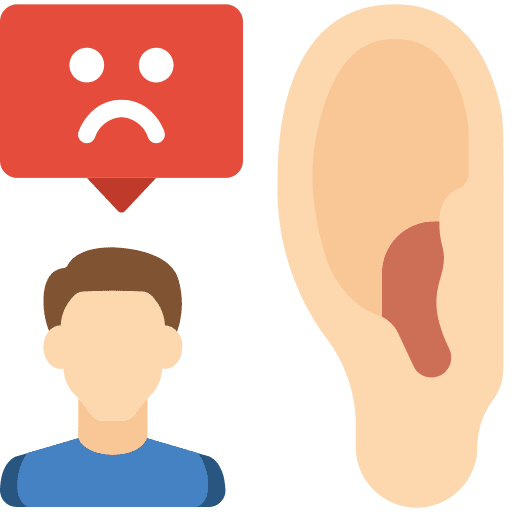 Bad review feedback hear communications icon