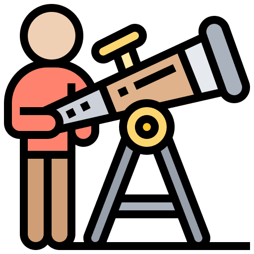 Stargazing telescope astronomer observation icon