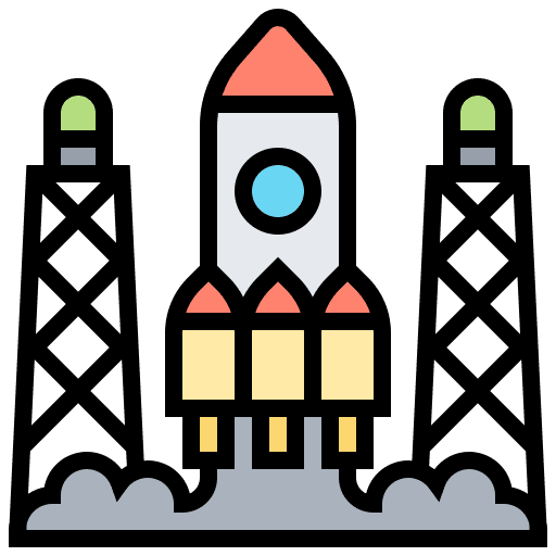 Spaceship satellite station shuttle transportation icon