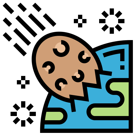 Collision asteroid meteorite nature icon