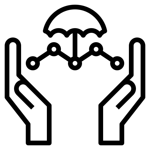 Insuretech protection hands and gestures guarantee icon