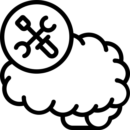 Psychology brain screwdriver mind icon