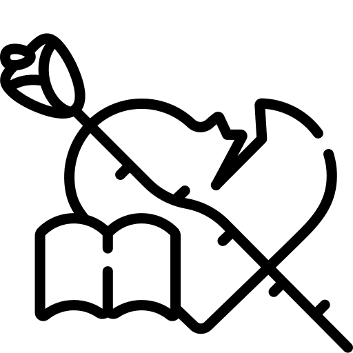 Romance education flower book icon