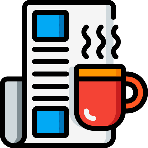 Newspaper communications hot drink food icon