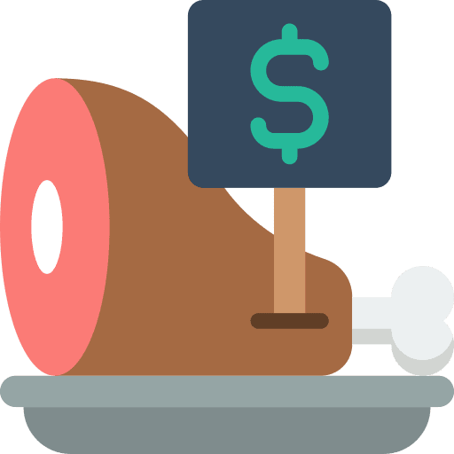 Ham food and restaurant commerce and shopping butcher icon