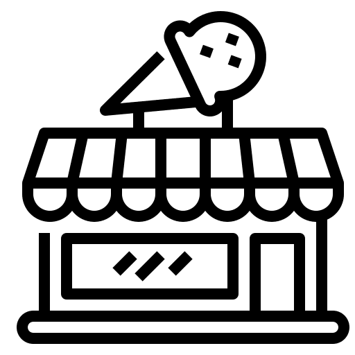 Ice cream shop summer food and restaurant summertime icon