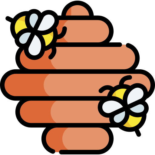 Bees farming and gardening bee hive nature icon