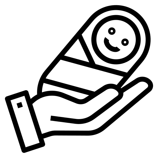 Baby hand coverage newborn icon