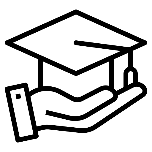 Education mortarboard hand security icon