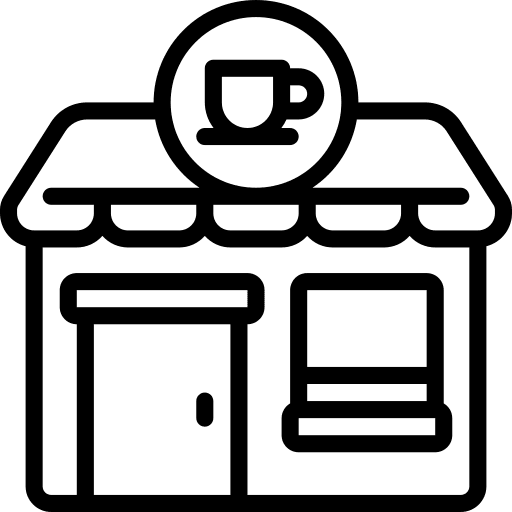 Cafe shop food and restaurant architecture and city icon