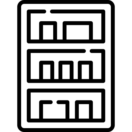 Shelf furniture and household stored library icon