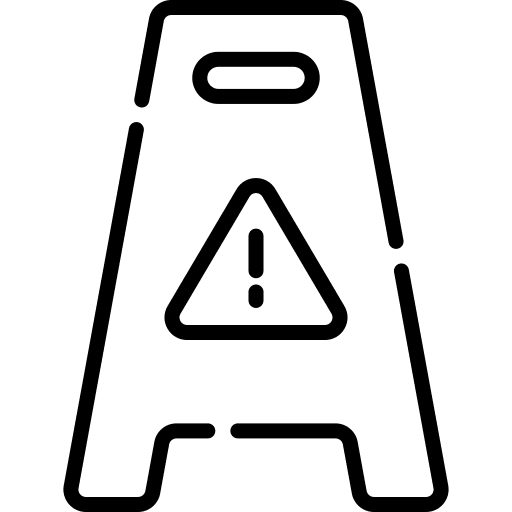 Wet floor caution signaling sign icon