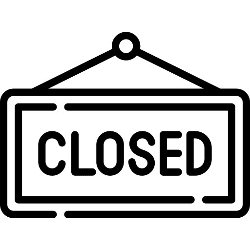 Closed online shopping signaling closed icon