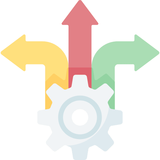 Decision arrows decision gear icon