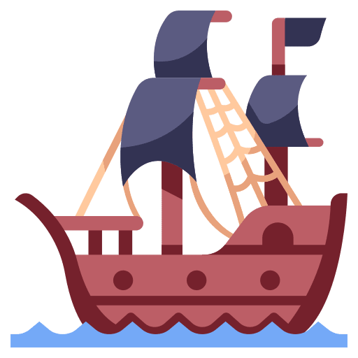 Pirate ship sea boat flag icon