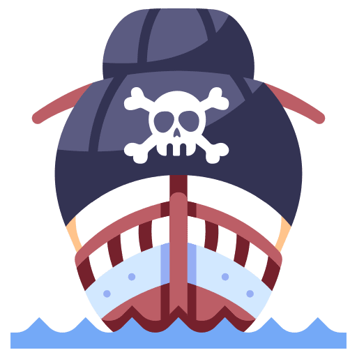 Pirate ship transportation wooden old icon