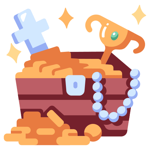 Treasure gold chest ancient icon