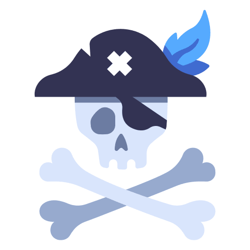 Pirate hat skull danger crossbones icon