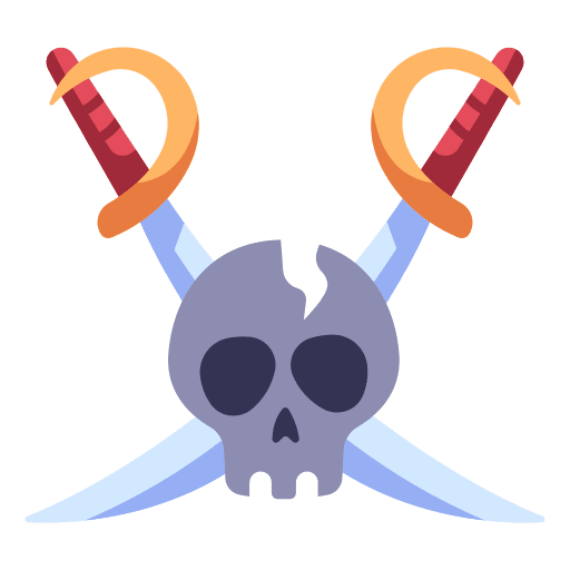Skull and bones head pirate skeleton icon