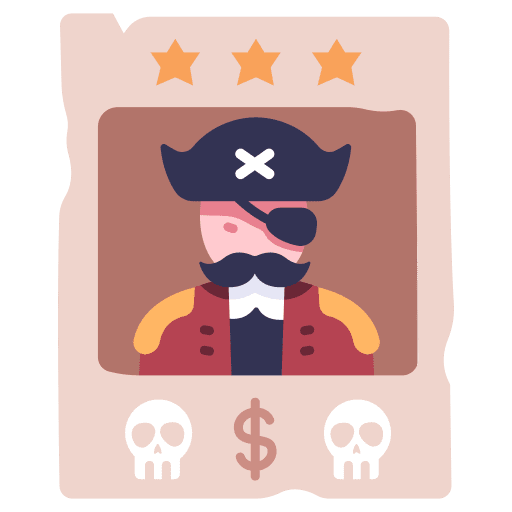 Pirate criminal poster wanted icon