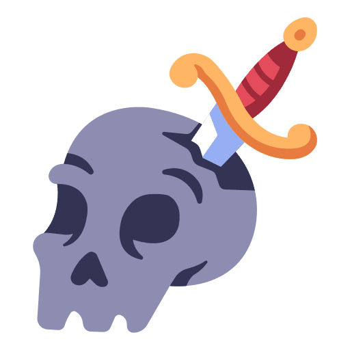 Skull head knife skull icon