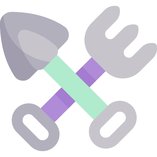 Gardening tools farming equipment rake icon