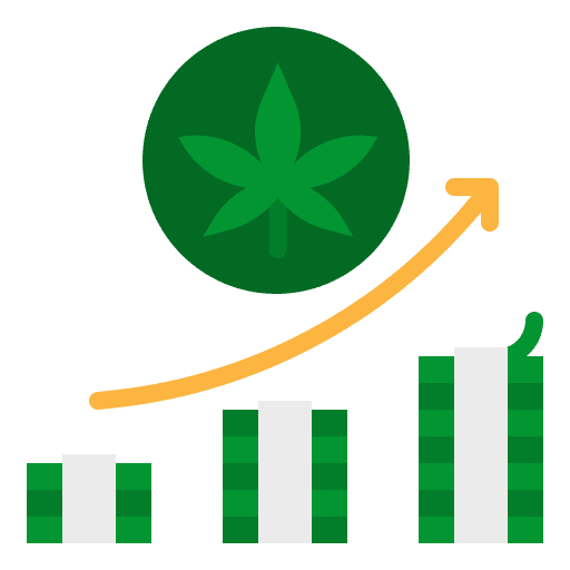 Profit investment marijuana business and finance icon