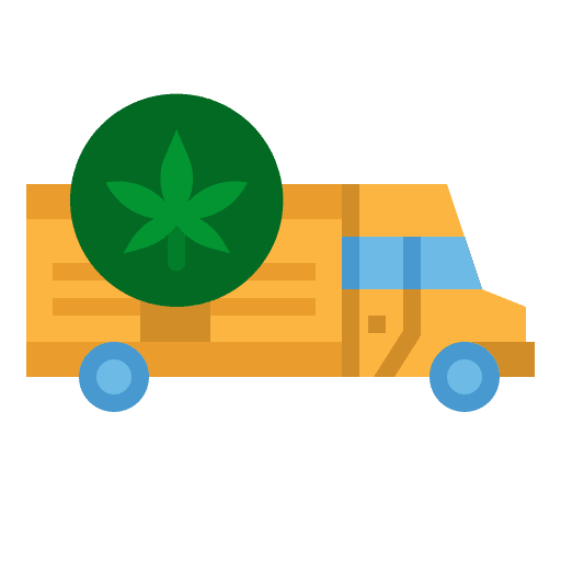Shipping truck logistics delivery cannabis shipping and delivery icon