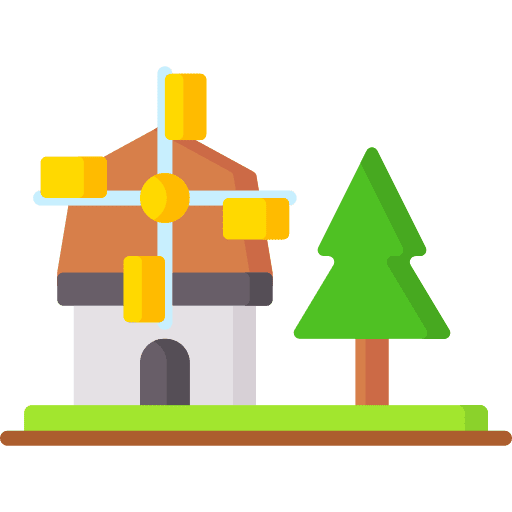 Windmill farming city building icon