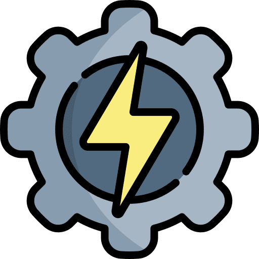 Energy cogwheel gear bolt icon