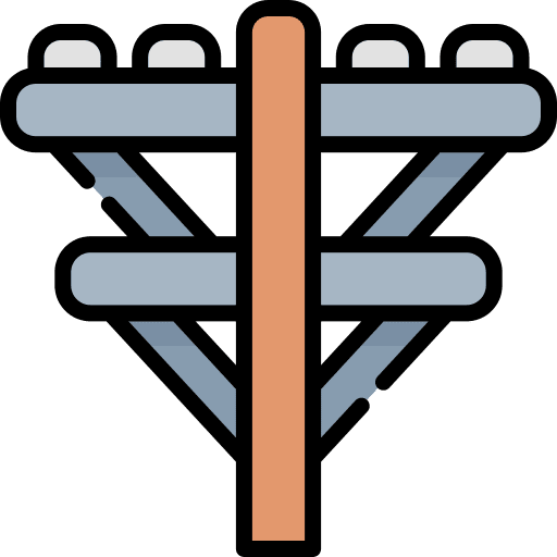 Electric pole architecture and city construction and tools electricity icon