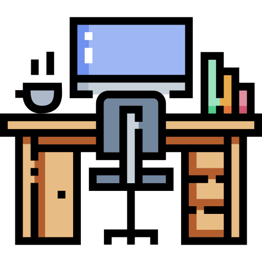 Office table desk chair studio icon