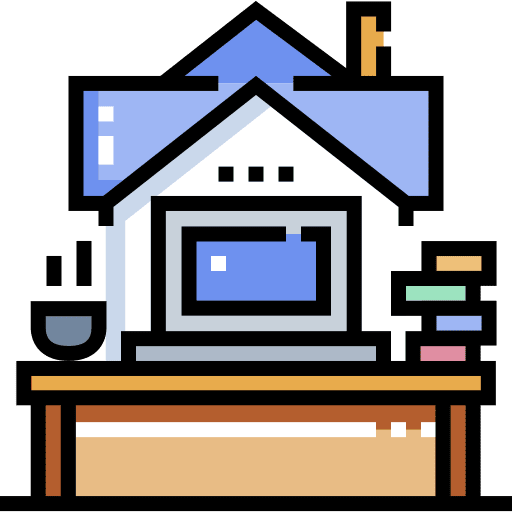 Home office teleworking desk freelance icon